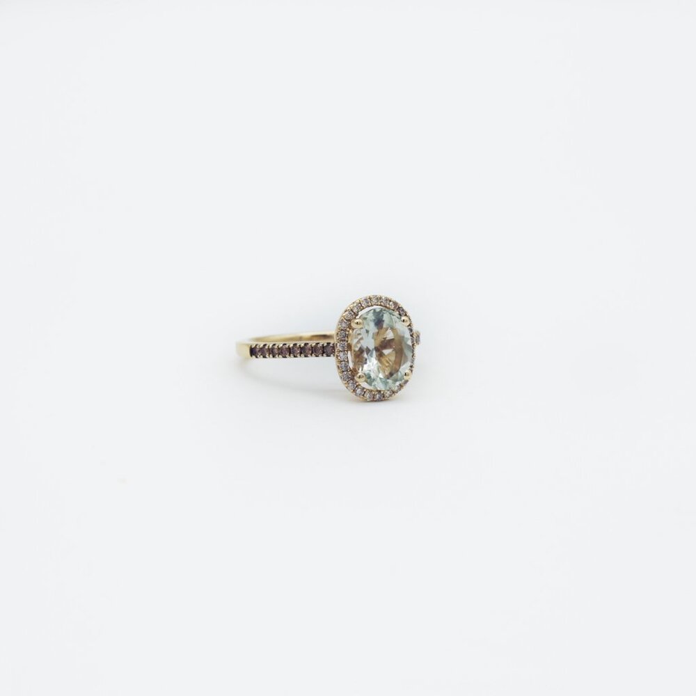 Le Vian 14K Gold Green Quartz & Diamond Ring